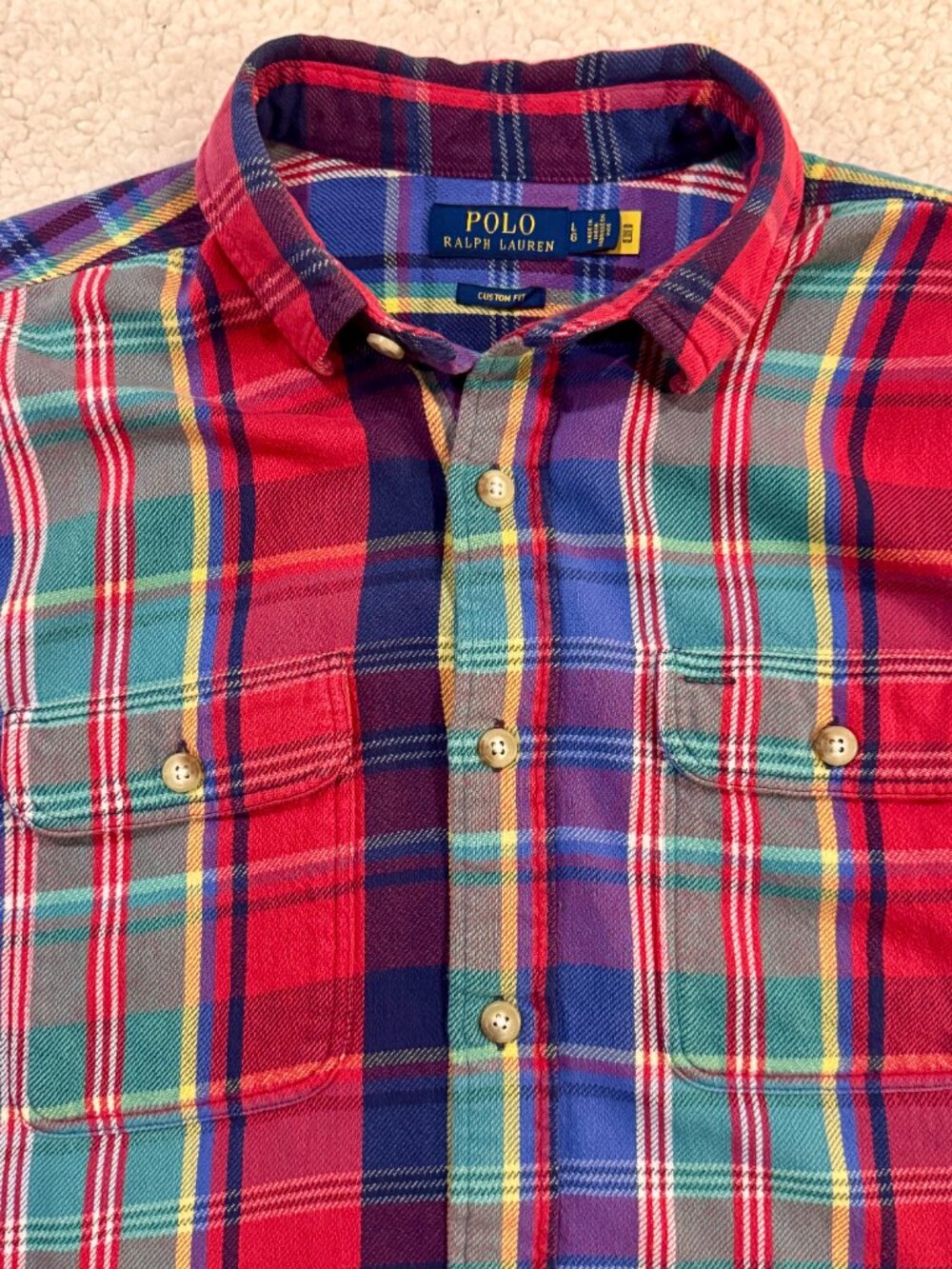 Polo Ralph Lauren multi-plaid fun shirt, flannel, Men's Large